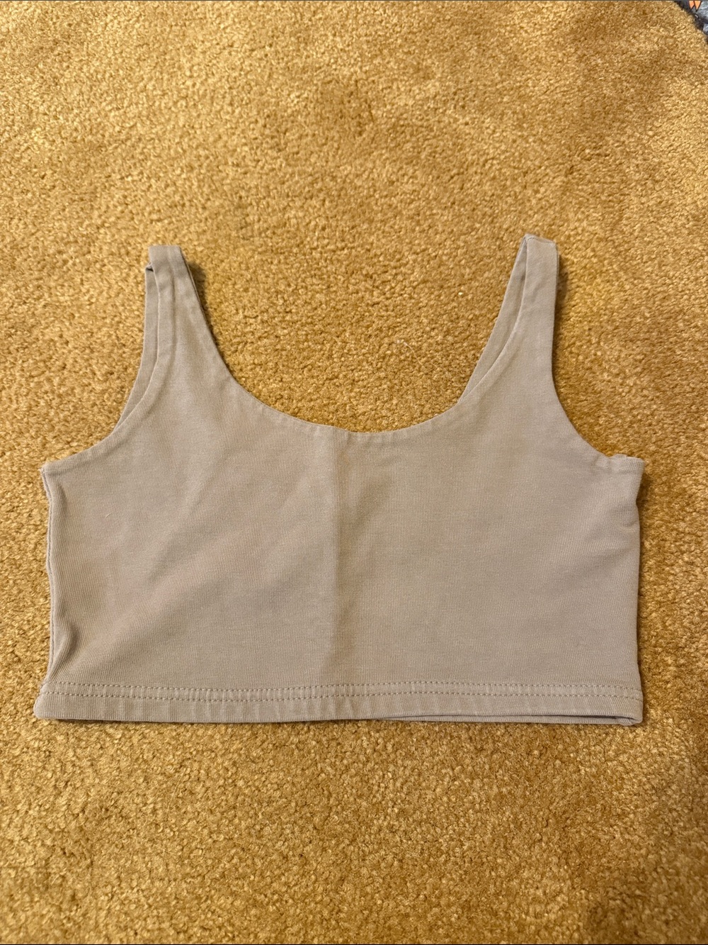 Women’s Scoop Neck Crop Tank Top - Taupe
